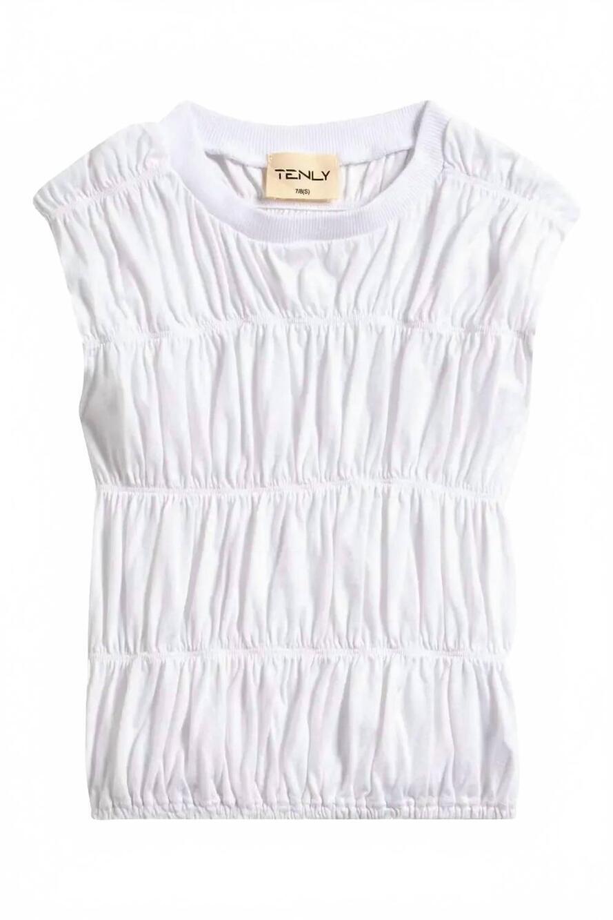 NEW TENLY girls ruched tank top in white